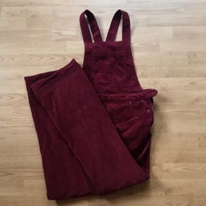 Red corduroy overalls